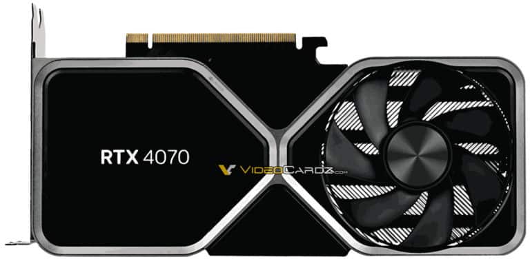 Hình ảnh của RTX 4070 Founder Edition. Nguồn: VideoCardz