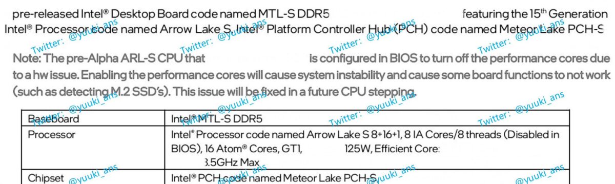 Intel Gen 15 "Arrow Lake-S" được tiết lộ những thông số đầu tiên