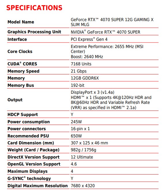 MSI tung ra phiên bản RTX 4070 SUPER GAMING X SLIM MLG